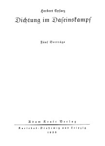 Adam Kraft Verlag TB Dichtung im Daseinskampf