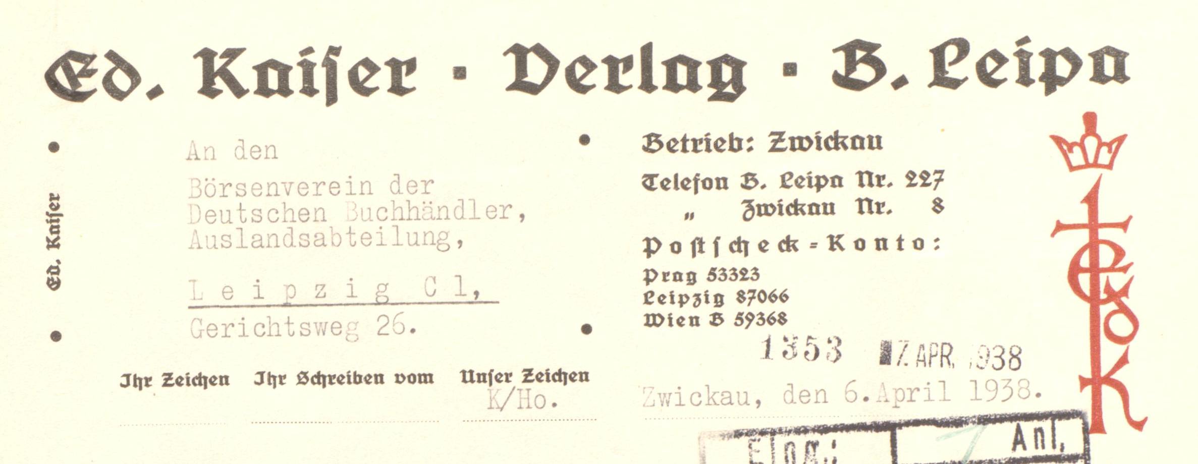 Eduard Kaiser Verlag Briefkopf 1