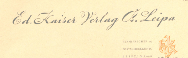 Eduard Kaiser Verlag Briefkopf