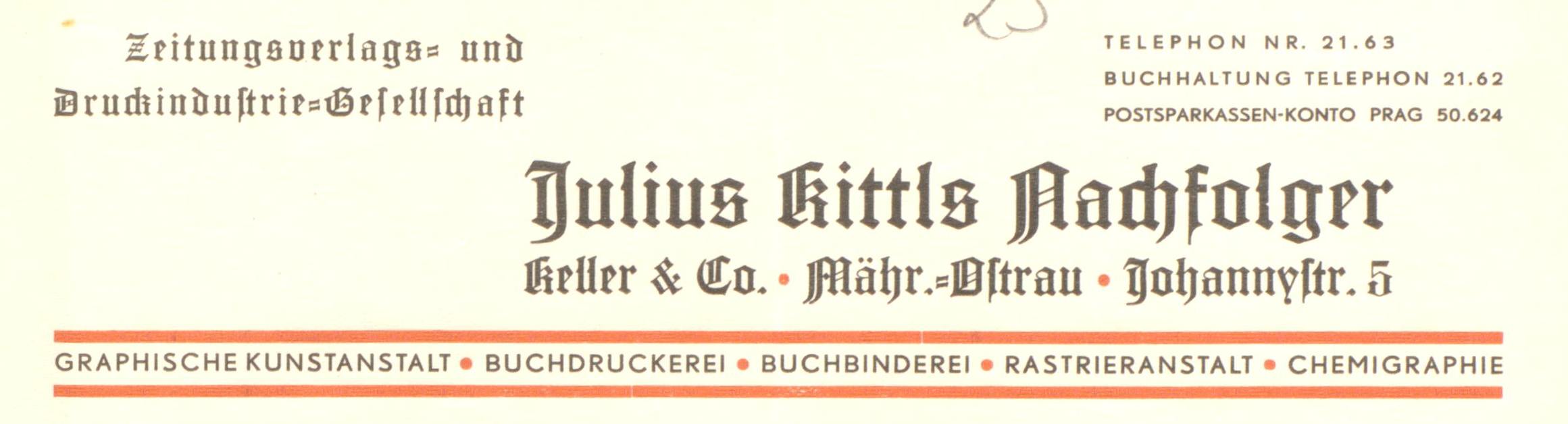 Jul. Kittls Nachfolger Briefkopf