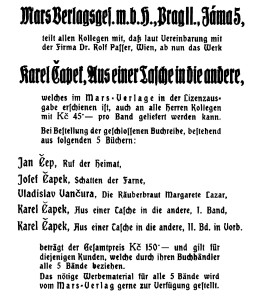 Mars Verlag Anzeige